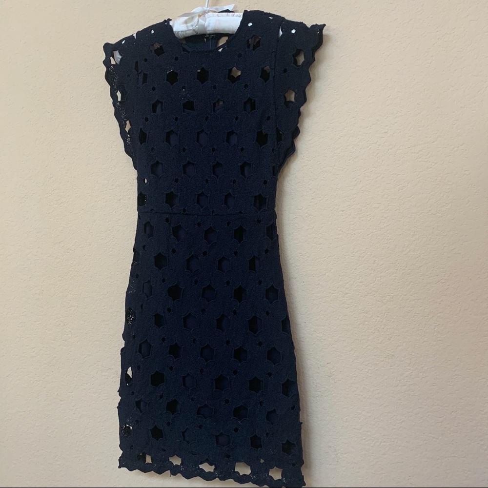 Aqua Dark Navy Blue Cutout Cap Sleeve Dress B5/15 - Picture 6 of 11